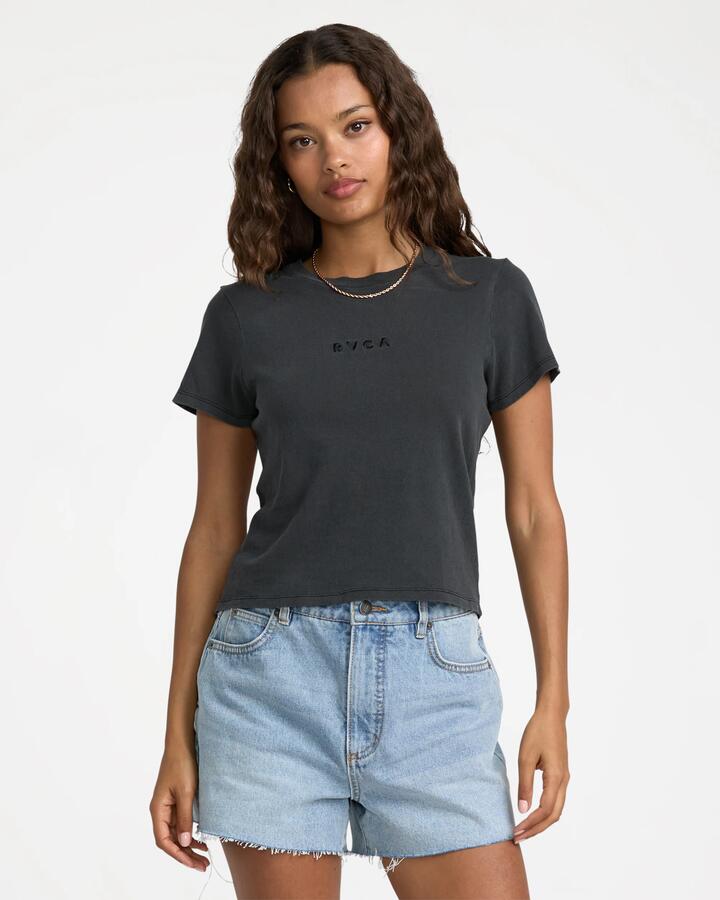Image of T-Shirts. Product name - RVCA Womens Forever T-Shirt Washed Black in Washed Black colour by brand - RVCA