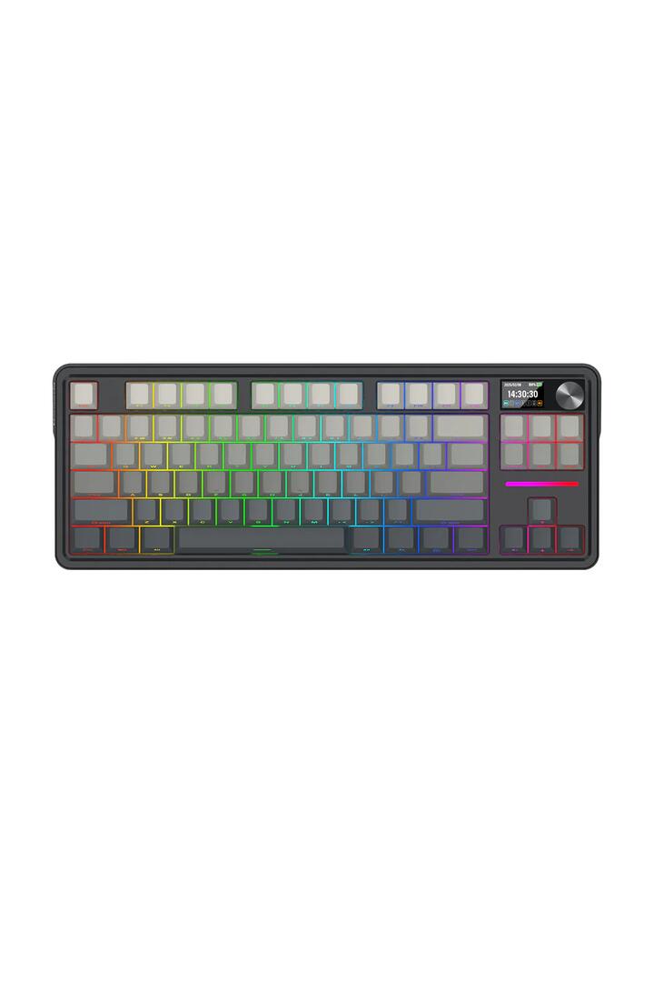 Image of Electronics Accessories. Productname: REDRAGON K743SP-RGB-PRO Antonium LCD Black 75% Customisable RGB Mechanical Gaming Keyboard in Grey colour by brand - REDRAGON