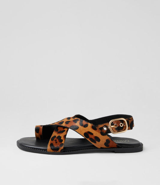 Image of Sandals. Productname: Hallo Leopard Pony Thongs in Leopard colour by brand - MIDAS