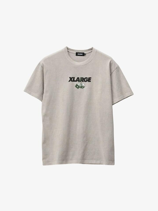 Image of a model wearing Tops. Productname: Xlarge Dice Tee in Pigment Dove colour by brand - Xlarge