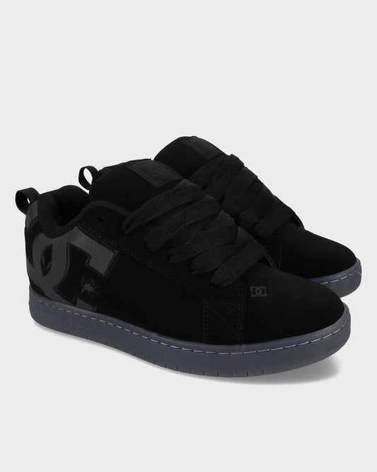 Image of Shoes. Product name - DC Shoes Mens Court Graffik S Skate Shoes Black/Grey/Black Reflective in Black/Grey/Black Reflective colour by brand - DC Shoes