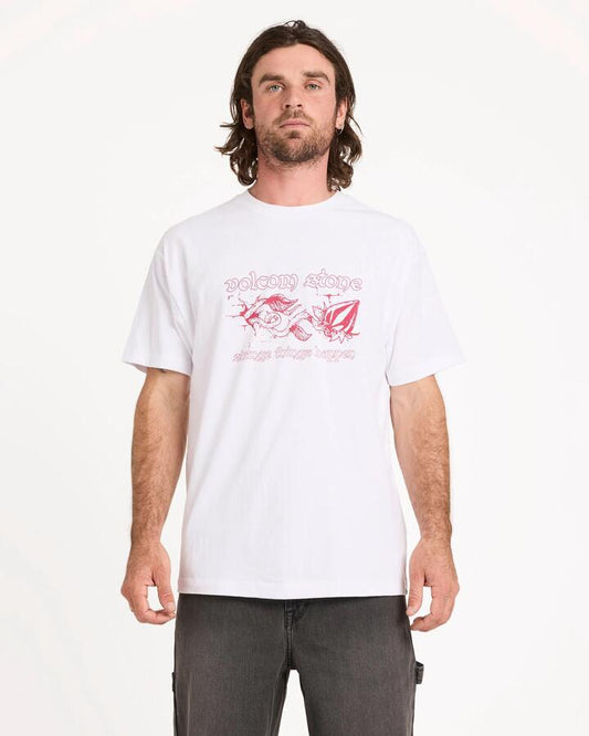 Image of T-Shirts. Product name - Volcom Mens Ingrow T-Shirt White in White colour by brand - Volcom