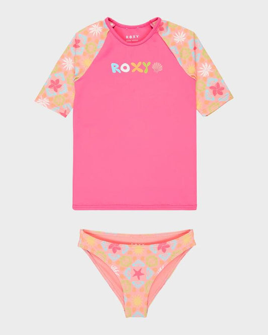 Image of Coats & Jackets. Product name - Roxy Girls 2-7 Check Tw Lycra Set Rash Vest Plumeria Hippie Hour Diagonal in Plumeria Hippie Hour Diagonal colour by brand - Roxy
