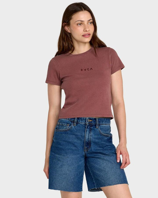 Image of T-Shirts. Product name - RVCA Womens Forever T-Shirt Terra Brown in Terra Brown colour by brand - RVCA