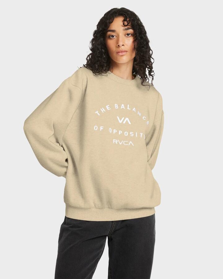 Image of Accessories. Productname: rvca - Womens Bold Rvca Crew Neck - Sand - in Sand colour by brand - rvca