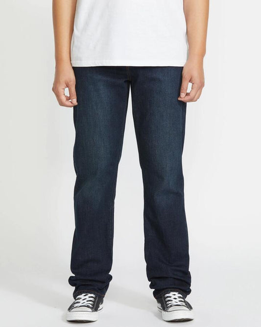 Image of Jeans. Product name - Volcom Mens Solver Denim Jeans New Vintage Blue in New Vintage Blue colour by brand - Volcom