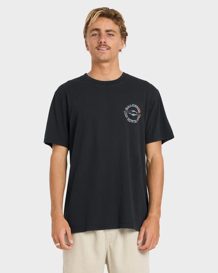 Image of a model wearing Tops. Productname: billabong Mens Hollow Diamond T-Shirt Black - in Black colour by brand - Billabong