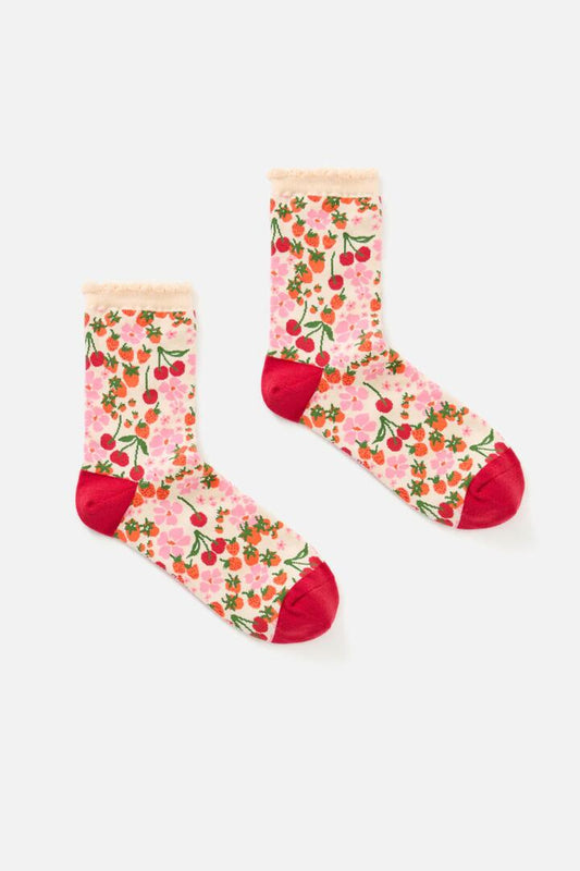 Image of Socks. Productname: Berries & Cream Sock in Cream colour by brand - Princess Highway