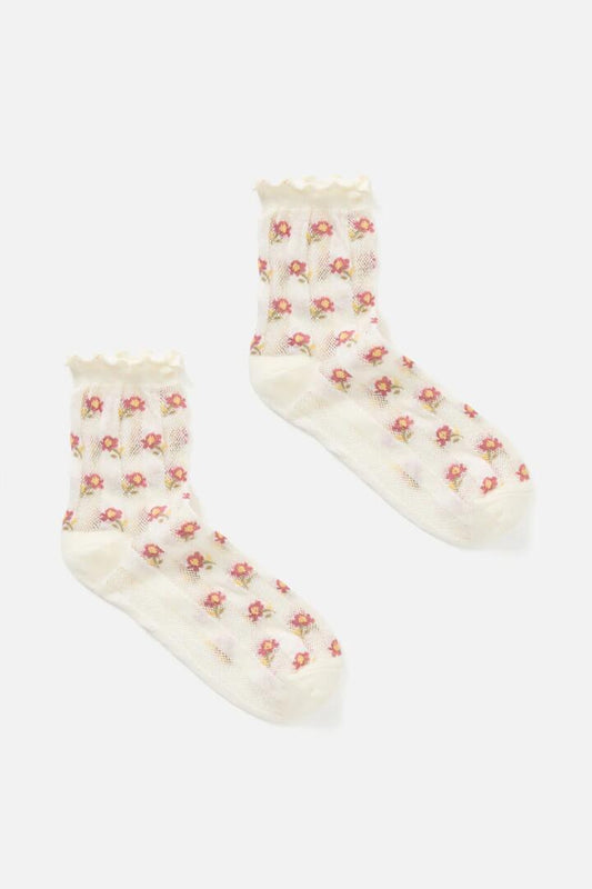 Image of Socks. Productname: Light Weight Daisy Socks in White colour by brand - Princess Highway