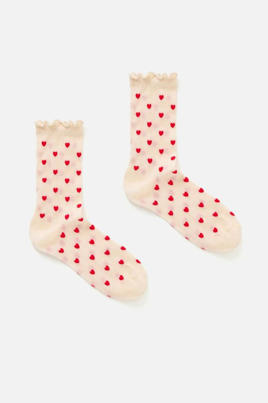 Image of Socks. Productname: Summer Heart Socks in Cream colour by brand - Princess Highway
