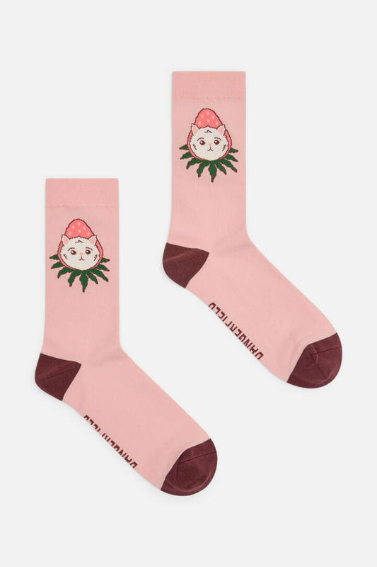 Image of Socks. Productname: Strawberry Cat Socks in Pink colour by brand - Dangerfield