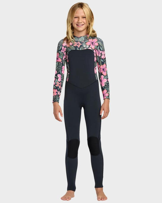 Image of a model wearing Tops. Productname: roxy Girls 8-16 4/3Mm Swell Natural Back Zip Wetsuit Electric Pink - in Electric Pink colour by brand - Roxy