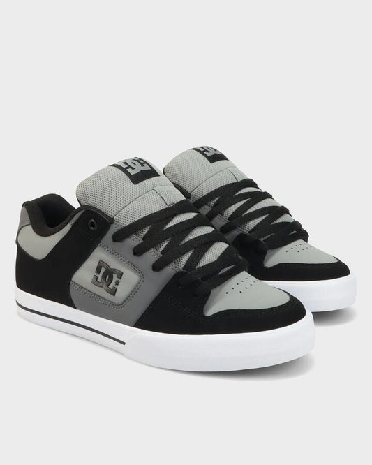 Image of Shoes. Productname: DC Shoes Mens Pure Leather Shoes Black/Dark Grey/Grey - in Black/Dark Grey/Grey colour by brand - DC Shoes