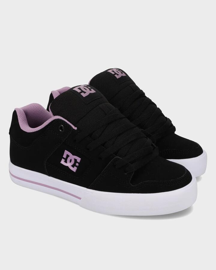 Image of Shoes. Product name - DC Shoes Womens Pure Skate Shoes Black/Lavender in Black/Lavender colour by brand - DC Shoes