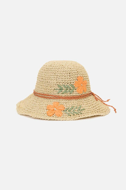 Image of Hats. Productname: Daisy Embroidered Straw Hat in Natural colour by brand - Princess Highway