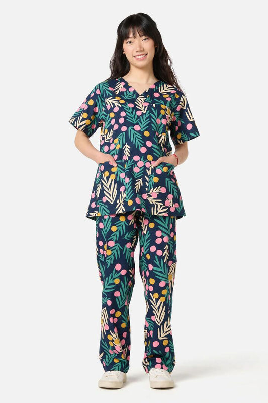 Image of a model wearing Uniforms & Workwear. Productname: Bernadette Scrub Set in Navy colour by brand - Scrubs With Love