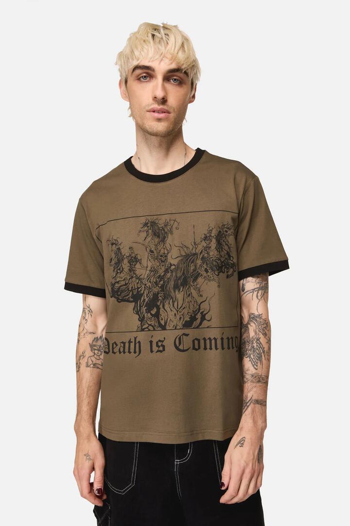 Image of T-Shirts. Productname: Death Is Coming Tee in Olive colour by brand - Black Friday