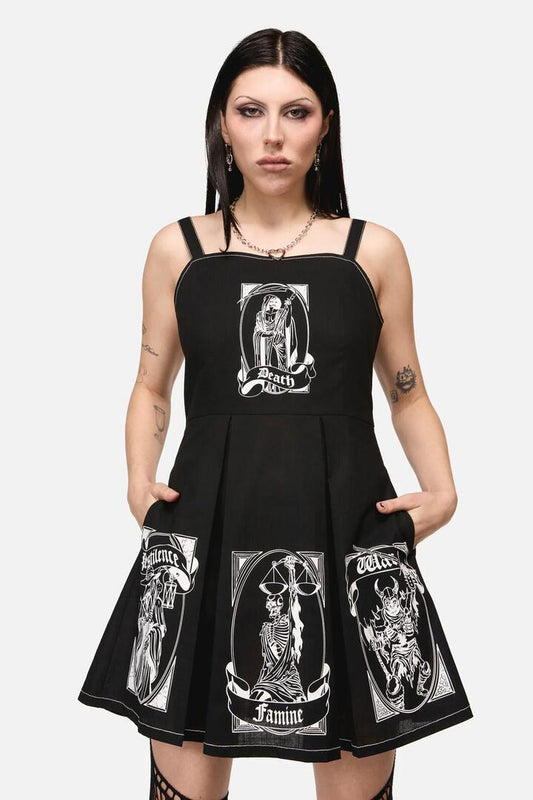 Image of Dresses. Productname: Stamped Goth Trim Dress in Black colour by brand - Black Friday