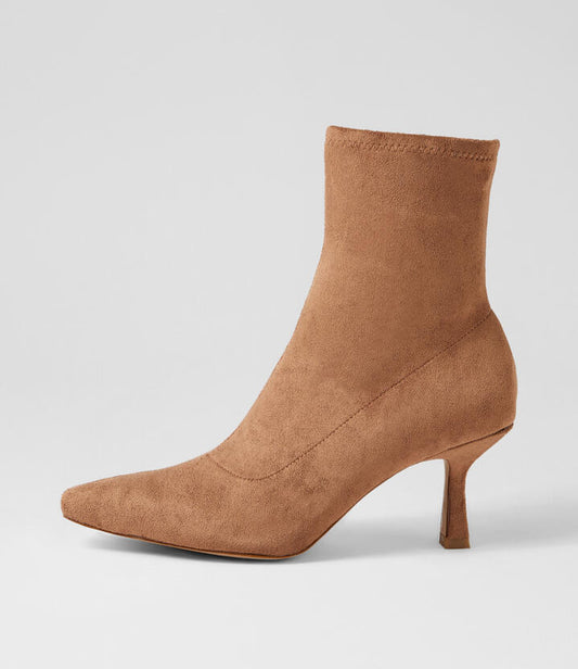Image of Boots. Productname: Audry Chamoisee Stretch Microsuede Ankle Boots in Chamoisee colour by brand - MOLLINI