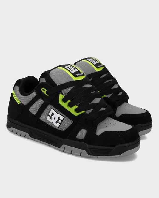 Image of Shoes. Productname: DC Shoes Mens Stag Skate Shoes Black/Grey/Lime - in Black/Grey/Lime colour by brand - DC Shoes