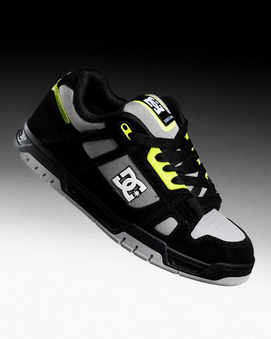 Image of Shoes. Product name - DC Shoes Mens Stag Skate Shoes Black/Grey/Lime in Black/Grey/Lime colour by brand - DC Shoes
