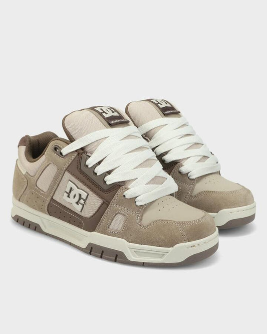 Image of Shoes. Productname: DC Shoes Mens Stag Skate Shoes Taupe/Off White - in Taupe/Off White colour by brand - DC Shoes
