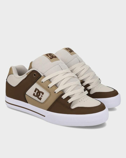 Image of Shoes. Product name - DC Shoes Mens Pure Leather Shoes Brown/Tan/Offwhite in Brown/Tan/Offwhite colour by brand - DC Shoes