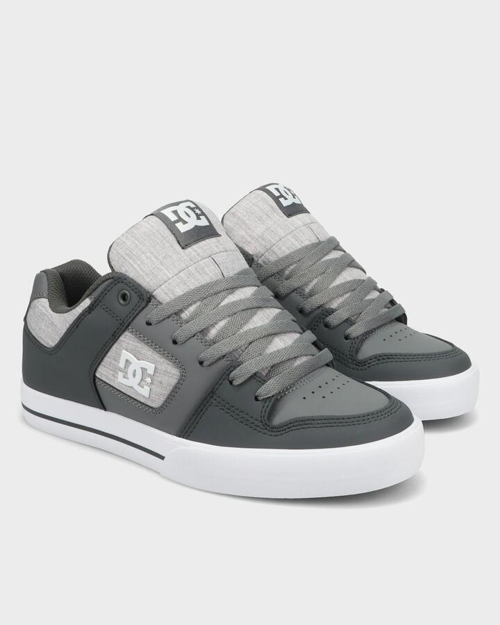 Image of Shoes. Product name - DC Shoes Mens Pure Leather Shoes Grey/Grey/White in Grey/Grey/White colour by brand - DC Shoes