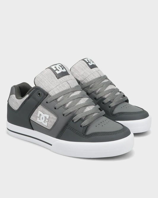 Image of Shoes. Product name - DC Shoes Mens Pure Leather Shoes Grey/Grey/White in Grey/Grey/White colour by brand - DC Shoes