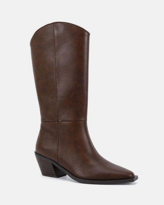 Image of Boots. Productname: Huxley: Brown - Women's Boot Low-mid Heel in Tan colour by brand - Novo