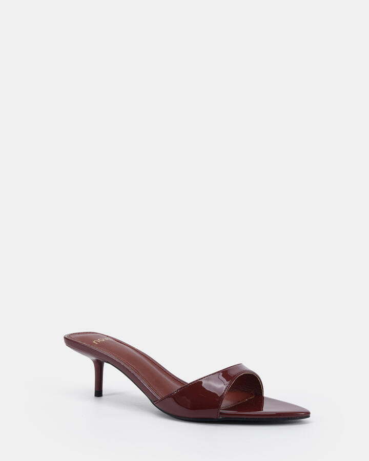 Image of Heels. Productname: Voice: Plum Patent - Women's Strappy - Low Heel in Plum Patent colour by brand - Novo