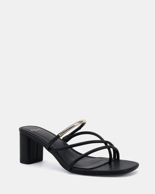 Image of Heels. Productname: Fuming: Black - Women's Strappy - Low Heel in Black colour by brand - Novo