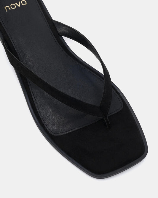 Image of Sandals. Productname: Shake: Black Suede - Women's Thongs in Black colour by brand - Novo