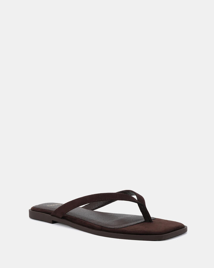 Image of Sandals. Productname: Shake: Espresso Suede - Women's Thongs in Espresso Suede colour by brand - Novo