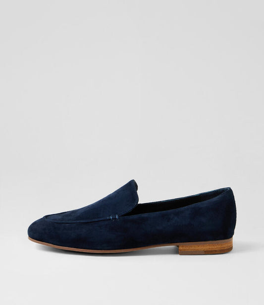 Image of Flats. Productname: Imagin Navy Suede Loafers in Navy colour by brand - MIDAS