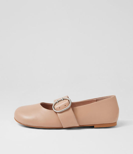 Image of Shoes. Productname: Lenya Nude Leather Ballet Flats in Nude colour by brand - MOLLINI
