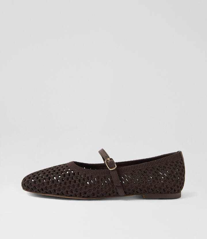 Image of Shoes. Productname: Nashis Choc Fabric Mary Janes in Choc colour by brand - MIDAS