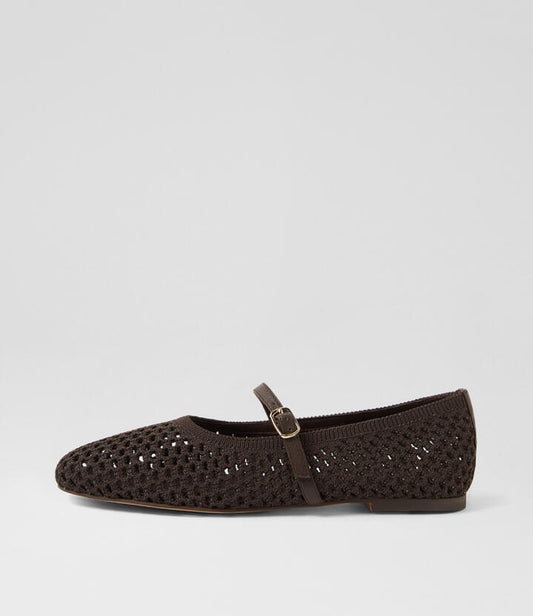 Image of Shoes. Productname: Nashis Choc Fabric Mary Janes in Choc colour by brand - MIDAS