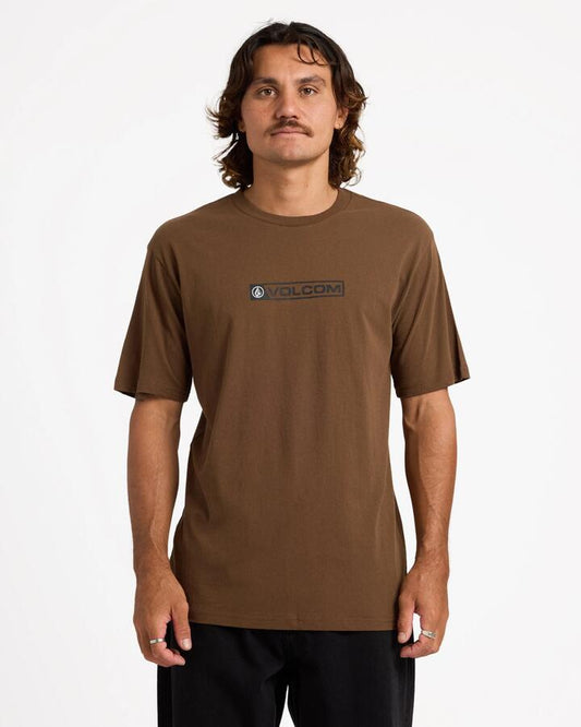 Image of T-Shirts. Product name - Volcom Mens Blocker T-Shirt Dark Earth in Dark Earth colour by brand - Volcom