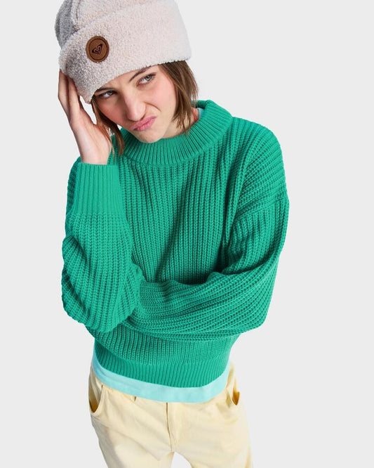 Image of Decor. Product name - Roxy Womens Come Home Again Crew Neck Sea Green in Sea Green colour by brand - Roxy