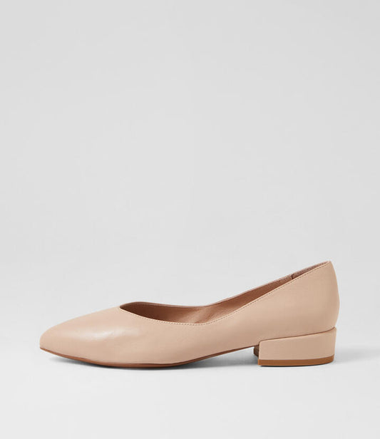 Image of Shoes. Productname: Eneska Nude Leather Flat Shoes in Nude colour by brand - MIDAS