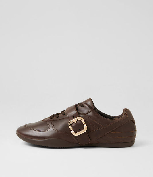 Image of Sneakers. Productname: Zig Choc Leather Sneakers in Choc colour by brand - MIDAS