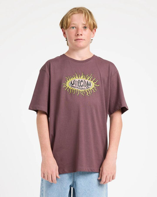 Image of a model wearing Tops. Productname: volcom Boys 8-16 Live Wire Bsc T-Shirt Pistol Punch - in Pistol Punch colour by brand - Volcom