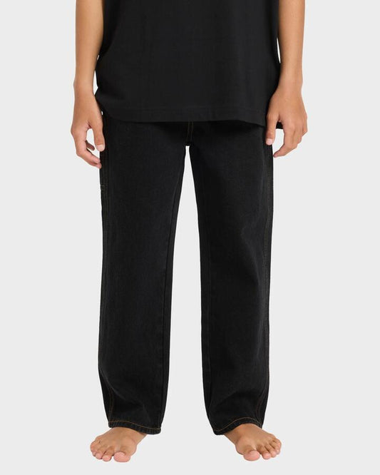 Image of Jeans. Product name - Billabong Boys 8-16 Spec 73 Relaxed Fit Denim Pants Washed Black in Washed Black colour by brand - Billabong