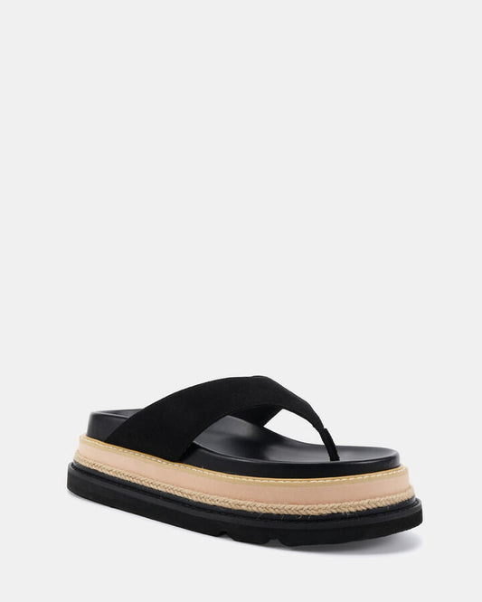 Image of Sandals. Productname: Spoil: Black Suede - Women's Thongs in Black colour by brand - Novo