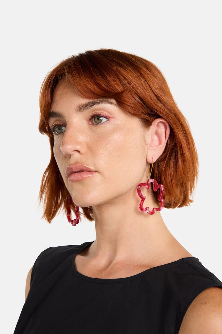 Image of Earrings. Product name - Mega Daisy Earrings Red in Red colour by brand - Gorman