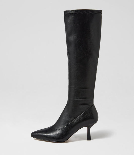 Image of Boots. Productname: Andria Black Knee High Boots in Black-Black Heel colour by brand - MOLLINI