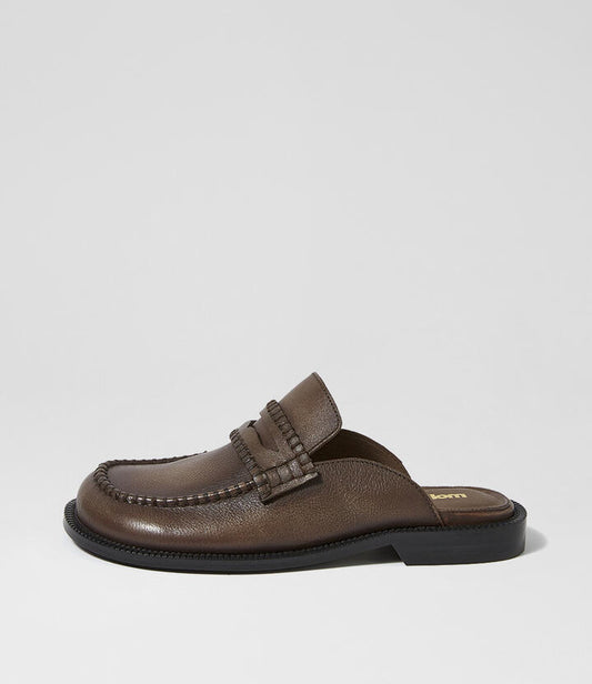 Image of Flats. Productname: Ridge Smokey Brown Leather Loafers in Smokey Brown colour by brand - MOLLINI