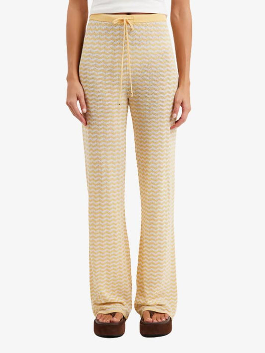 Image of a model wearing Pants. Productname: LIIDO Malia Knit Pants in Yellow Zig Zag colour by brand - LIIDO