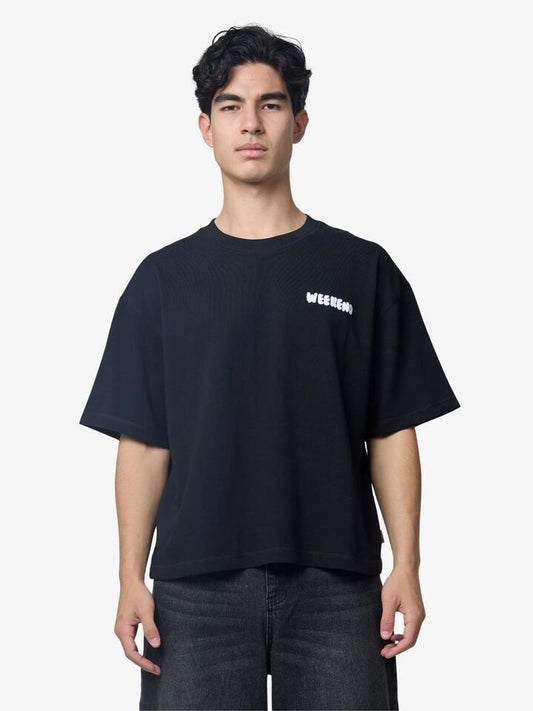 Image of a model wearing Tops. Productname: Weekend Cartel Official Fun Tee in Black colour by brand - Weekend Cartel